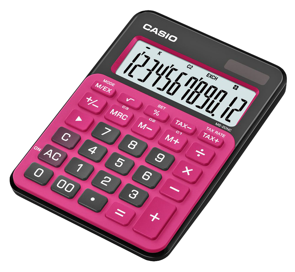 Bright Pink Scientific Calculator With Dark Display And Function Keys Math Tool Transparent PNG