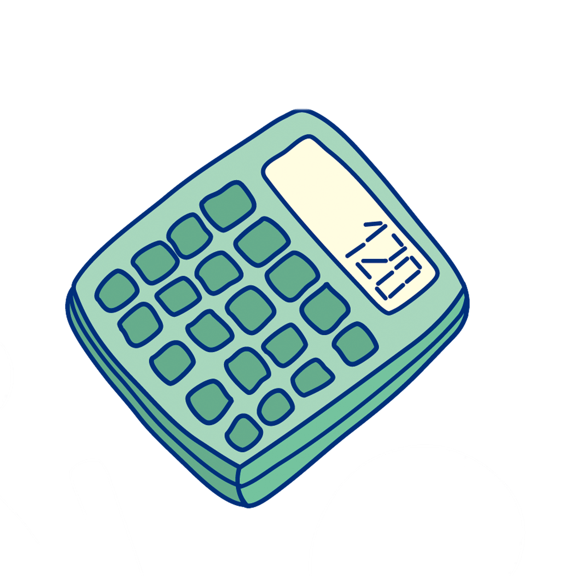 Teal Outline Calculator Icon With Rounded Buttons And Digital Screen Isolated Calculator PNG Image