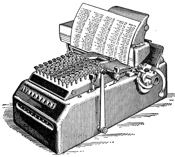 Vintage Black And White Engraving Of An Early Desktop Calculator High Resolution Transparent PNG Image