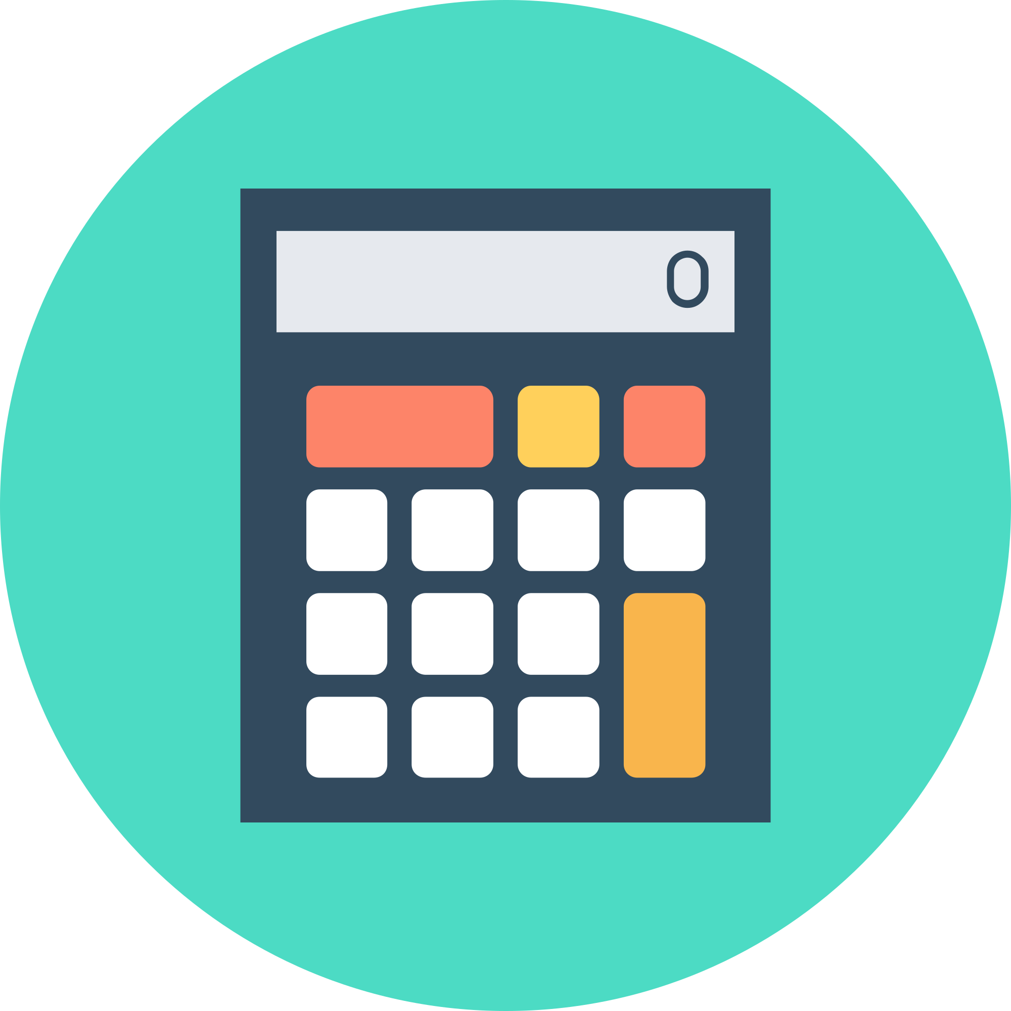 Colorful Calculator App Icon Inside A Mint Green Circular Badge Math Tool Transparent PNG