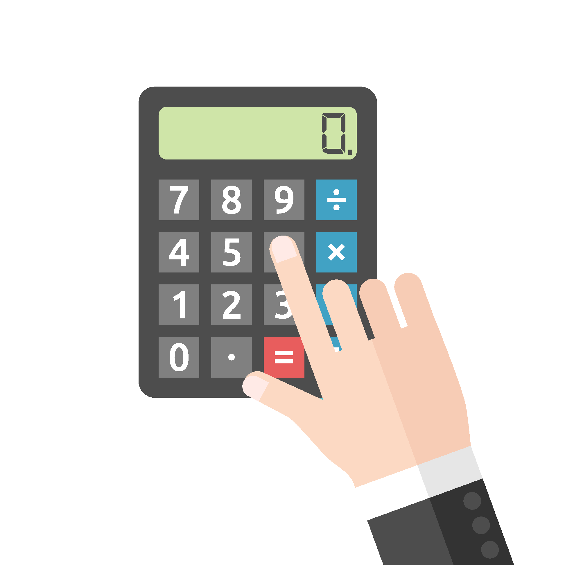 Hand Pressing Calculator App On A Digital Touchscreen Interface Isolated Transparent PNG Image