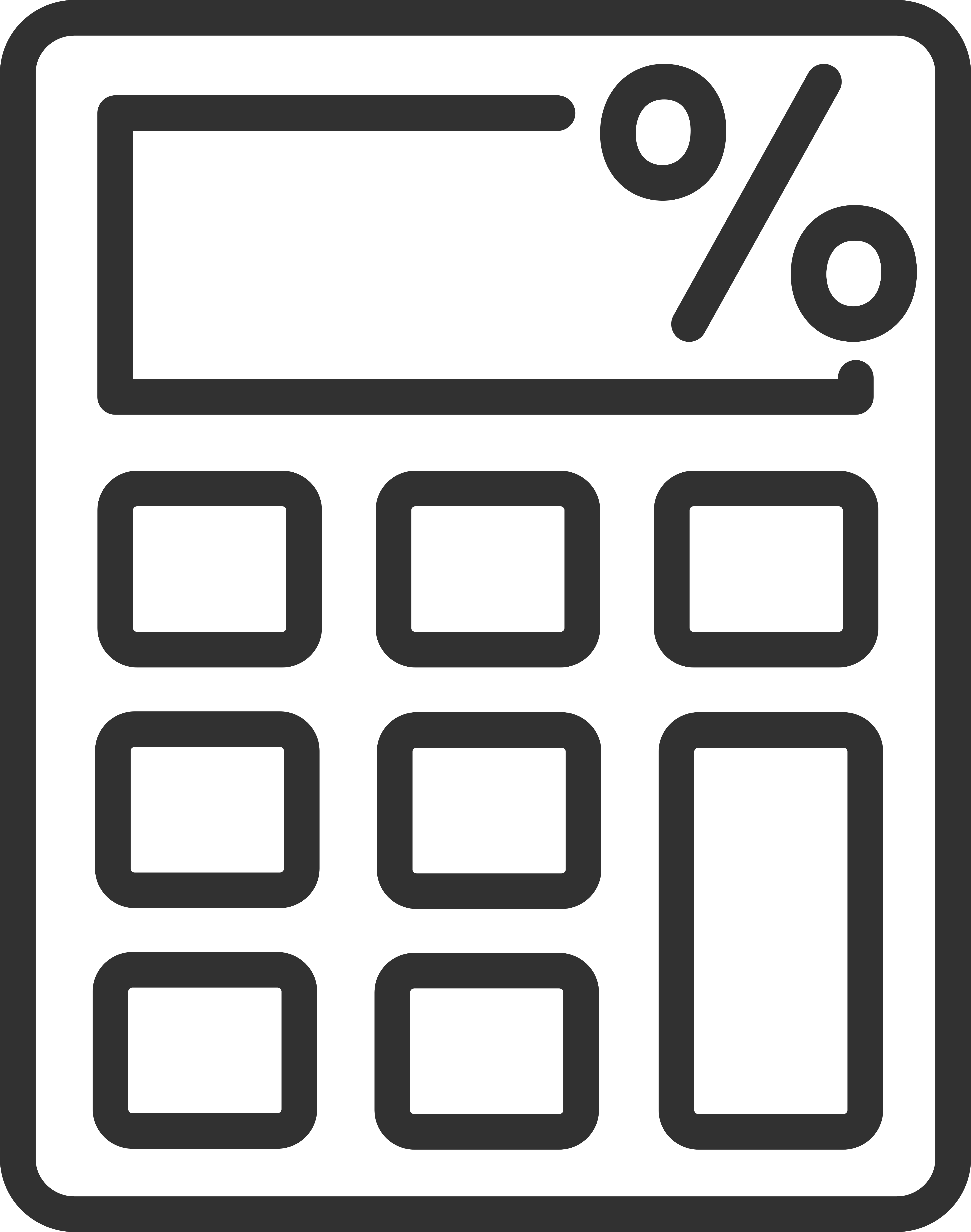 Line Art Percentage Calculator Icon With Large Percent Symbol Office Calculator PNG Graphic
