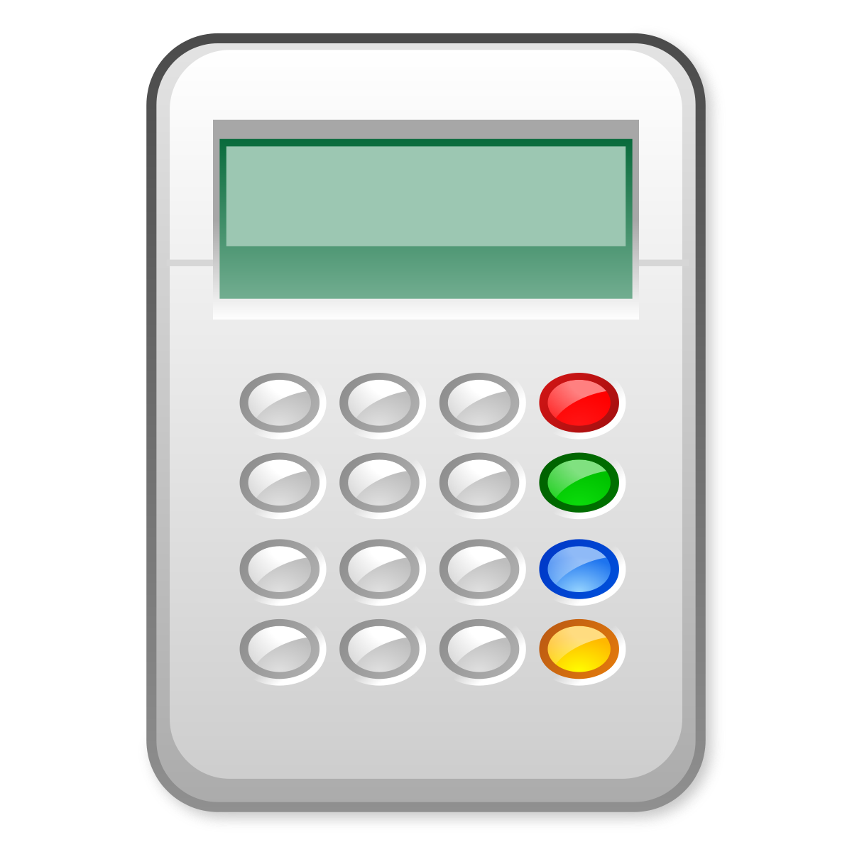 White Basic Calculator With Colorful Function Buttons And Gray Display Calculator Transparent PNG