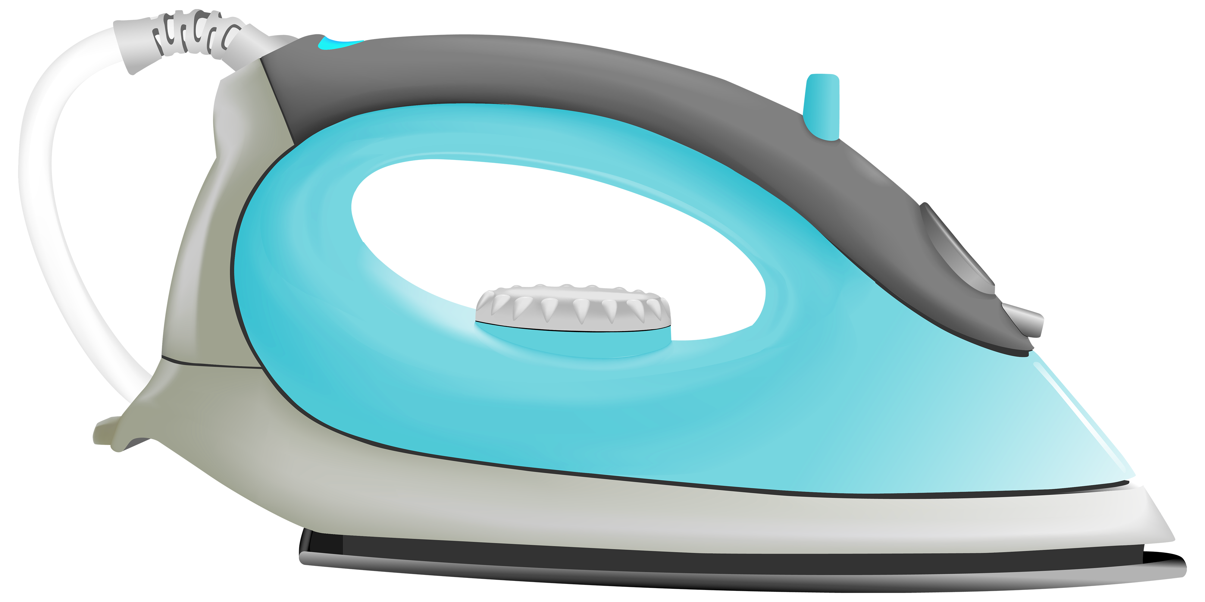 Aqua And Gray Modern Electric Clothes Iron PNG Image With Transparent Background