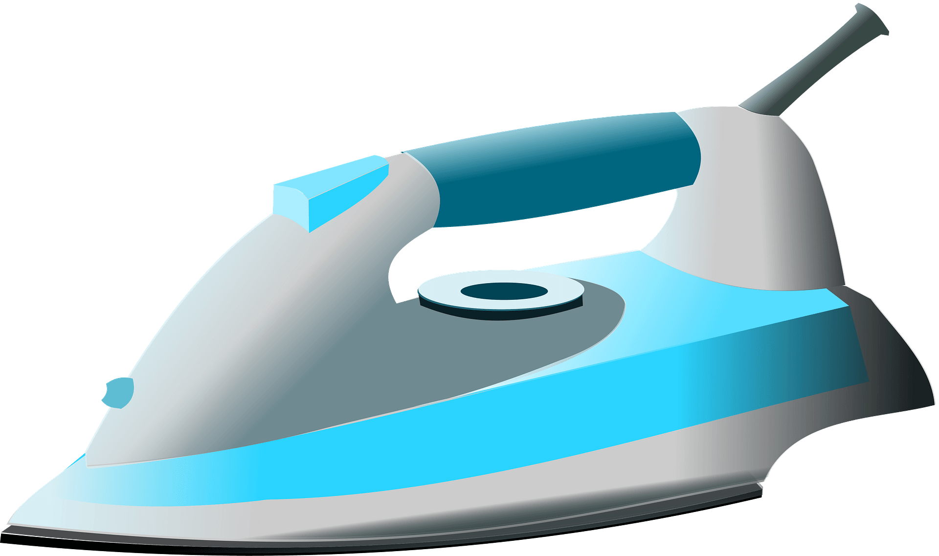 Aqua Blue And White Lightweight Clothes Iron Isolated Transparent PNG Artwork