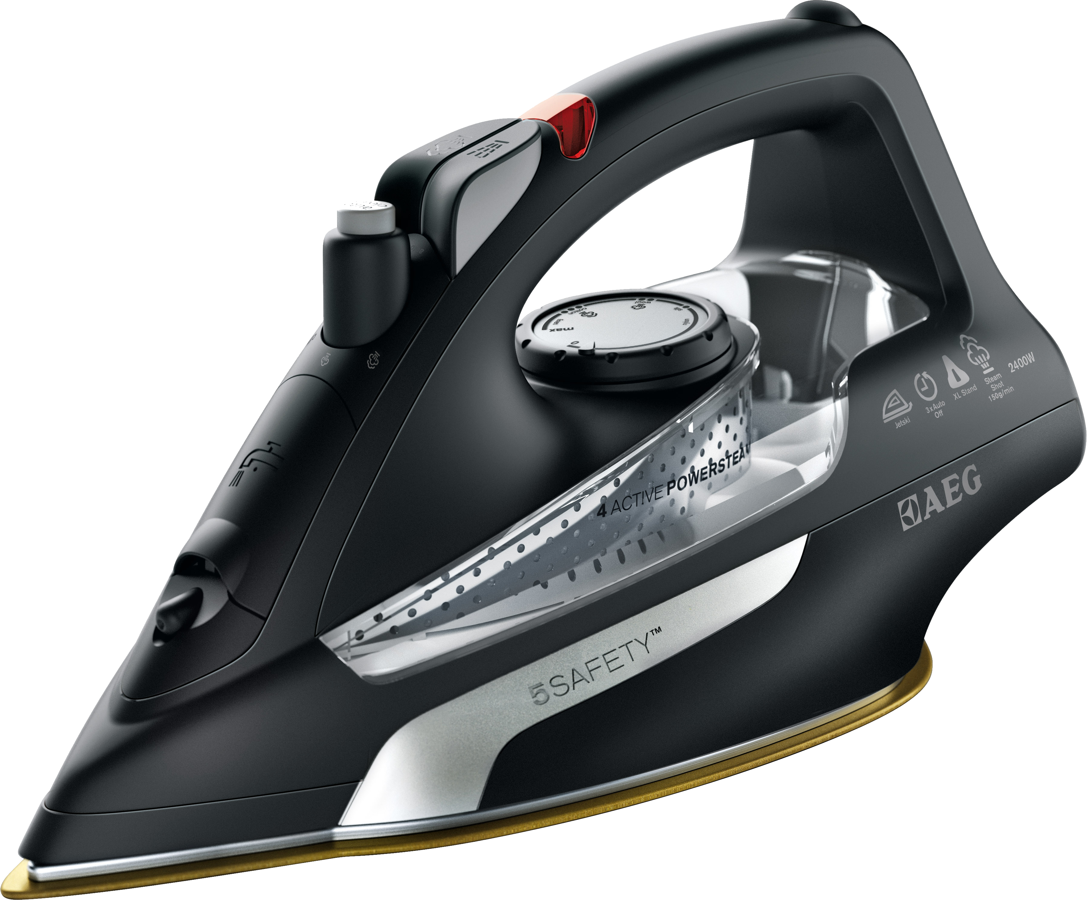 Black Professional Steam Generator Iron With Control Dial Transparent Background Appliance PNG