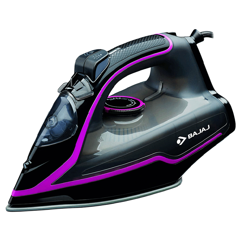 Black Steam Iron With Neon Pink Accent Design Transparent PNG Clipart