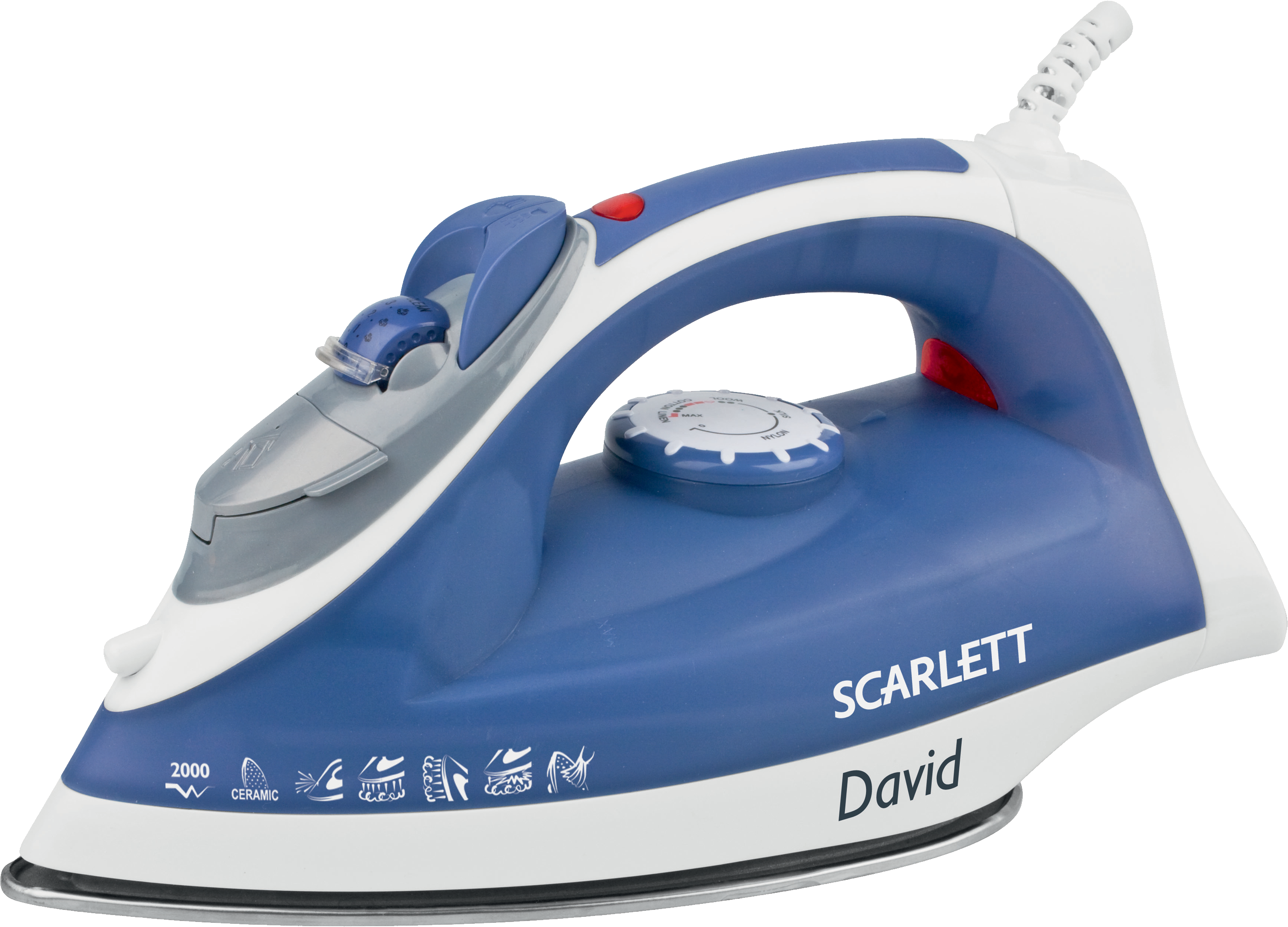 Blue Household Steam Iron With White Control Dial Transparent PNG Clipart