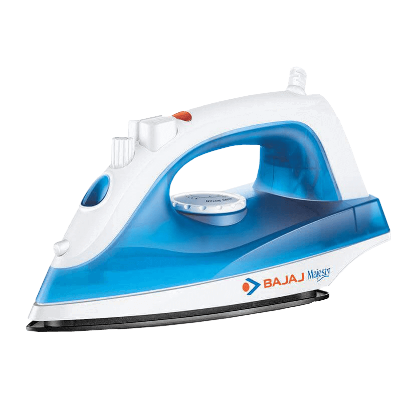 Blue Steam Iron With White Body And Spray Button Transparent Background PNG Image