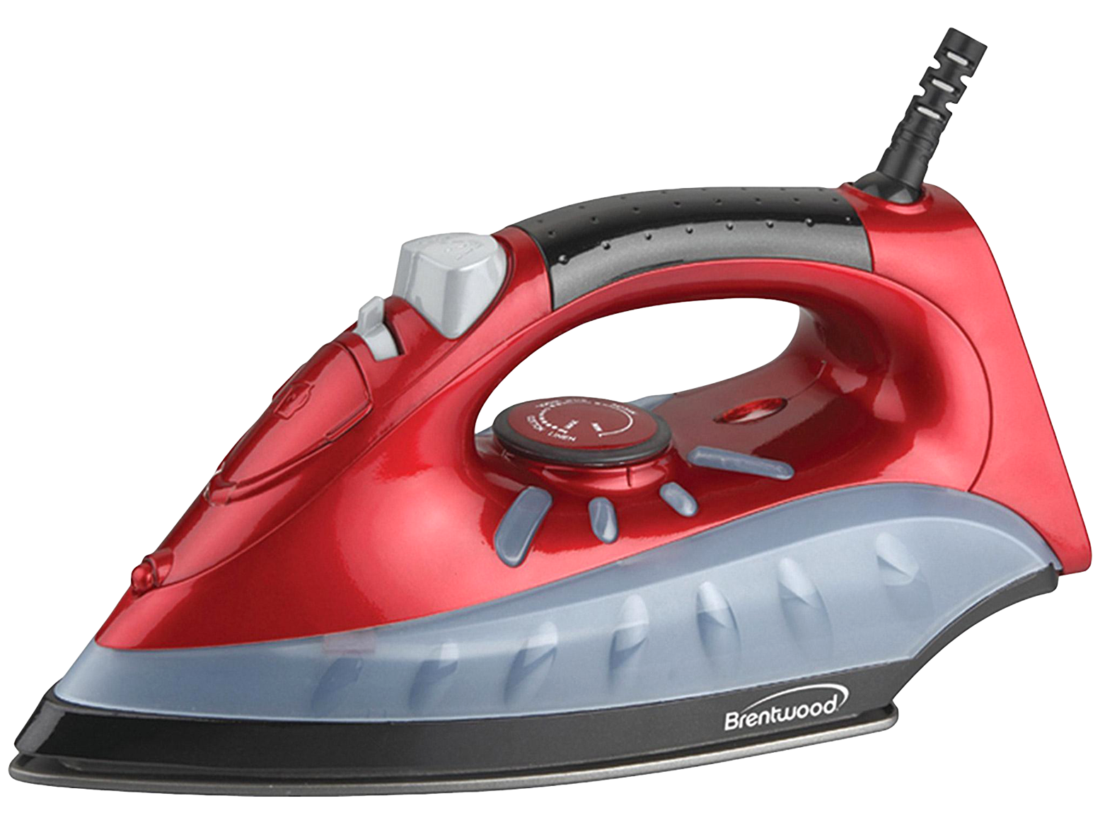 Red And Gray Steam Iron With Temperature Control Dial PNG Clip Art With Clear Background