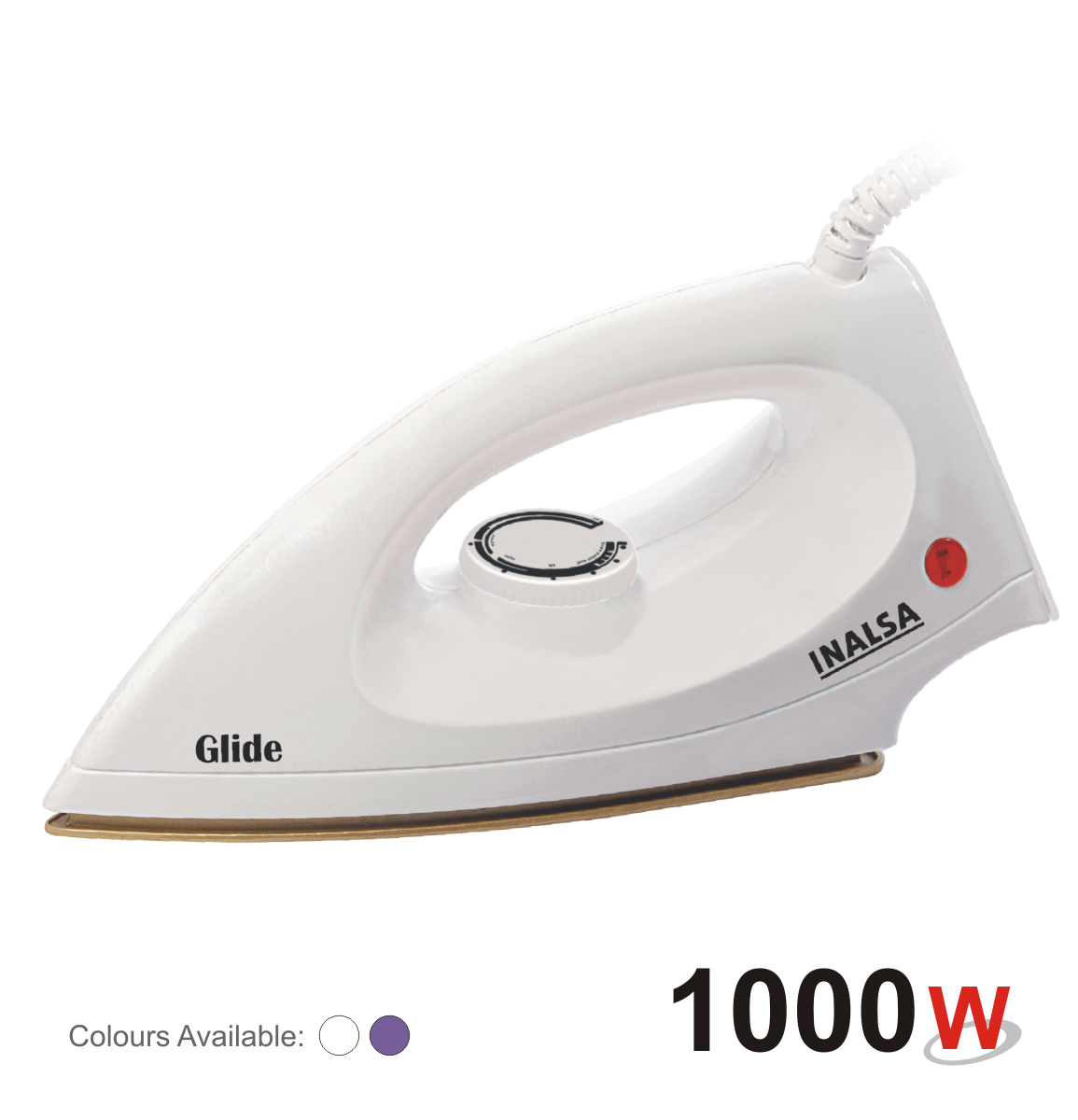 Simple White Electric Clothes Iron With Red Indicator Printable PNG Image With Transparent Background