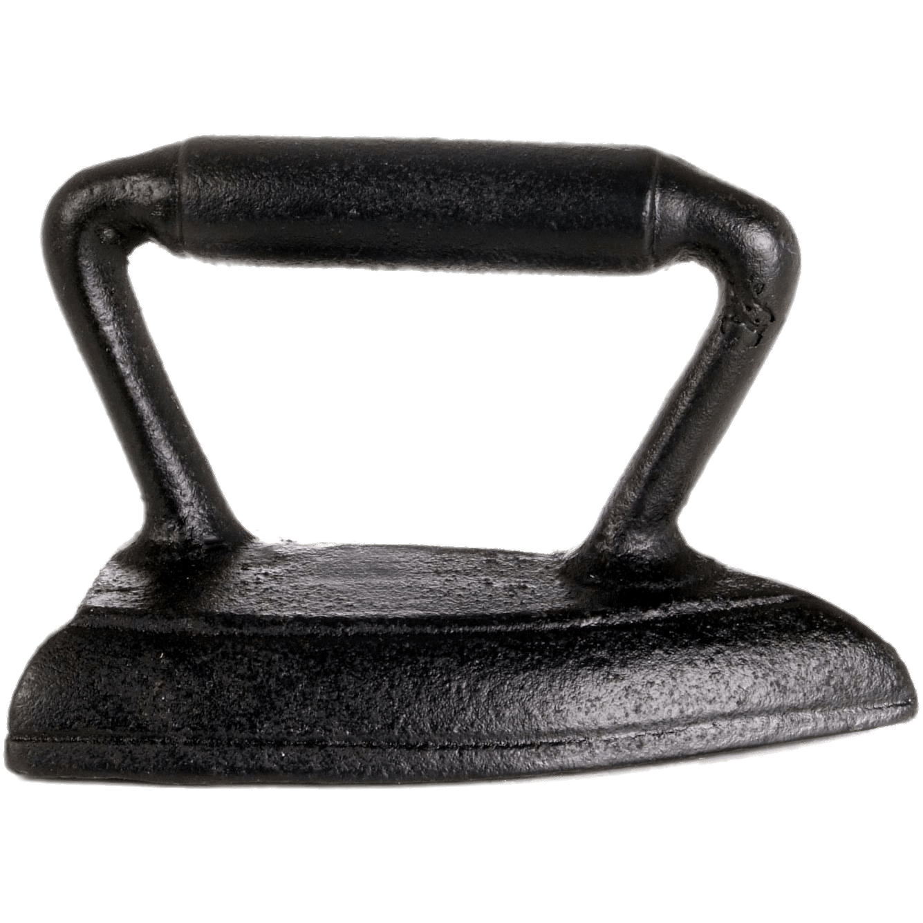 Traditional Black Cast Iron Sadiron With Raised Handle PNG Image With Transparent Background
