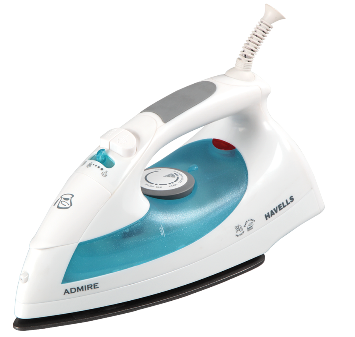 White Turquoise Steam Iron With Curved Handle Transparent PNG Clipart