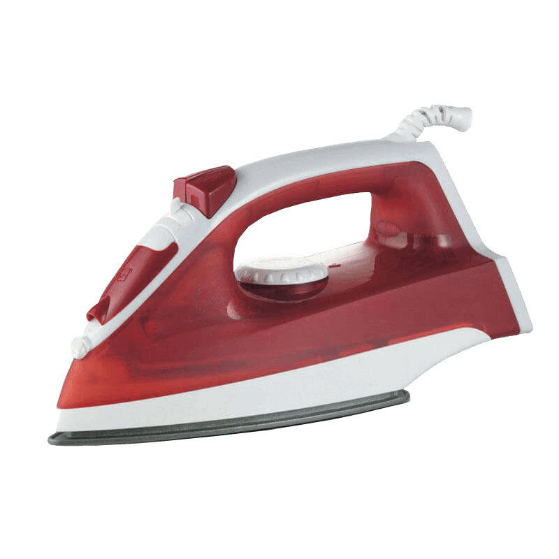 Burgundy Red Clothes Iron With Gray Soleplate Printable PNG Image With Transparent Background