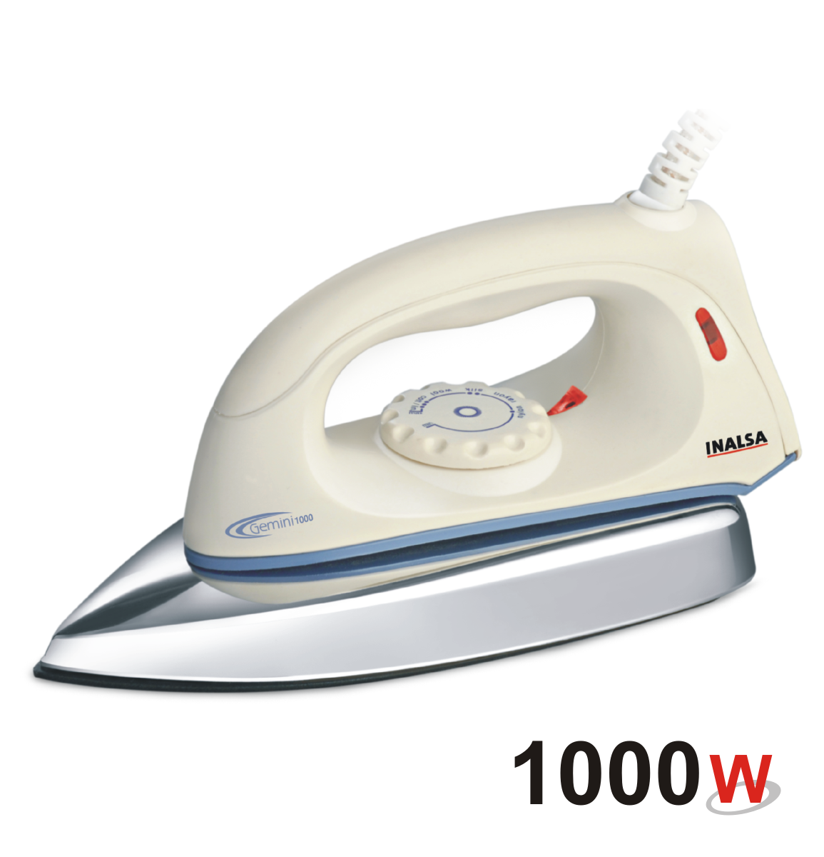 Cream White Classic Clothes Iron With Red Indicator Transparent Background Appliance PNG