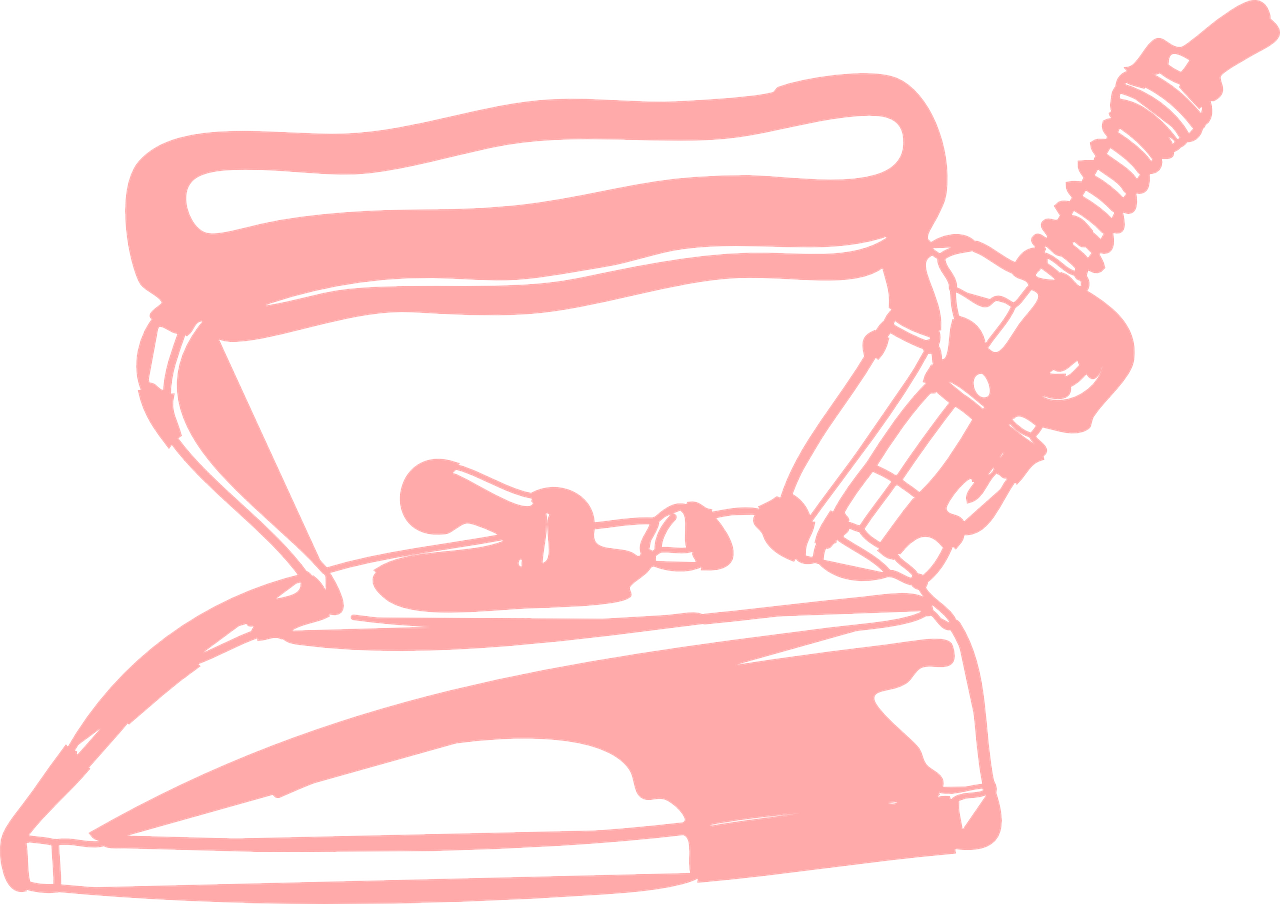 Faded Pink Vintage Clothes Iron Line Art Drawing Isolated On Transparent Background PNG