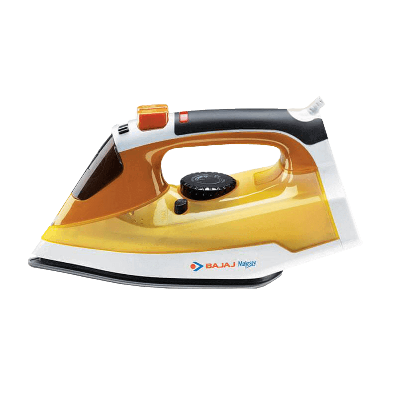 Golden Yellow And White Electric Clothes Iron Transparent Background Appliance PNG
