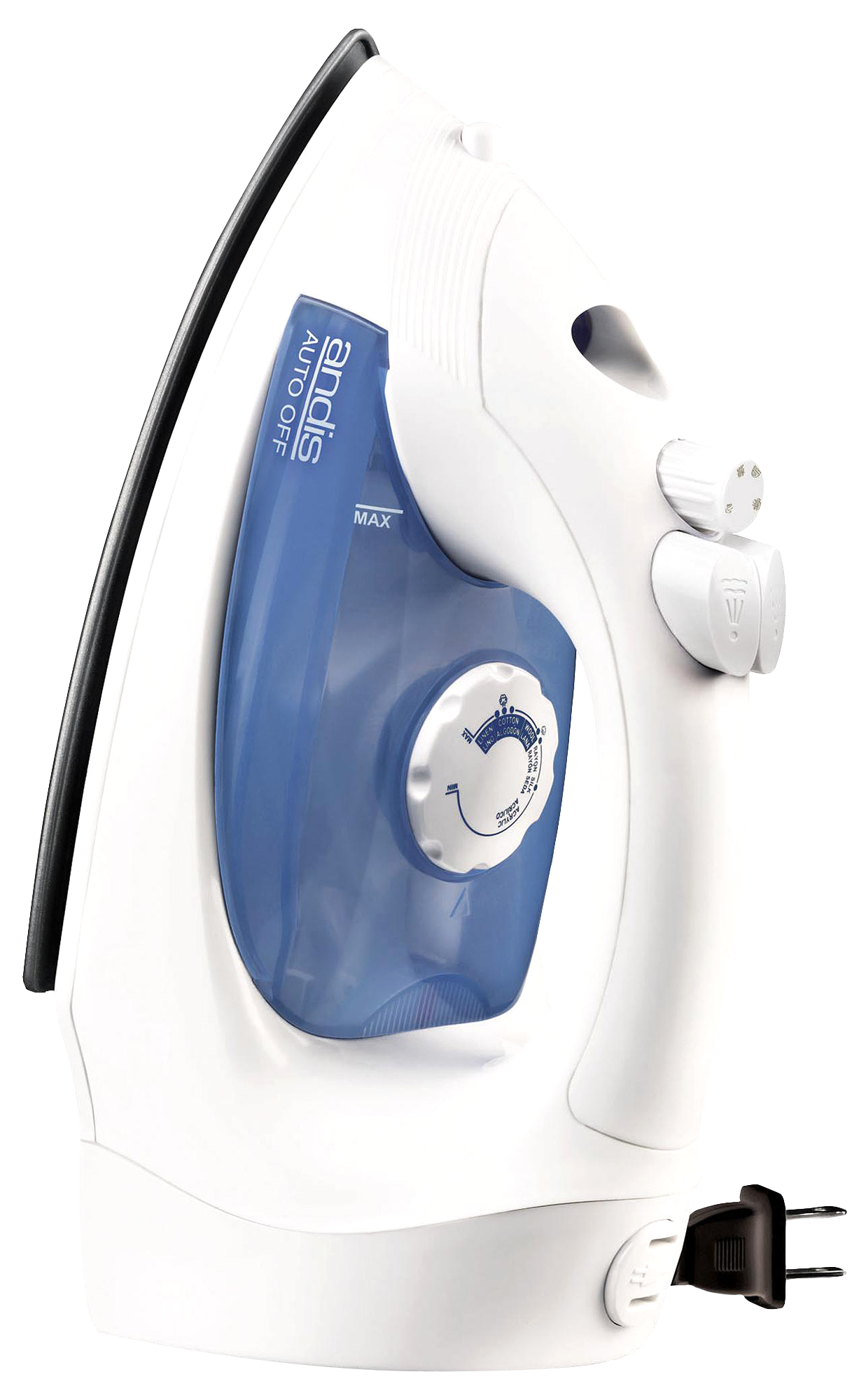 Upright White And Blue Steam Iron With Water Tank Transparent Background Appliance PNG