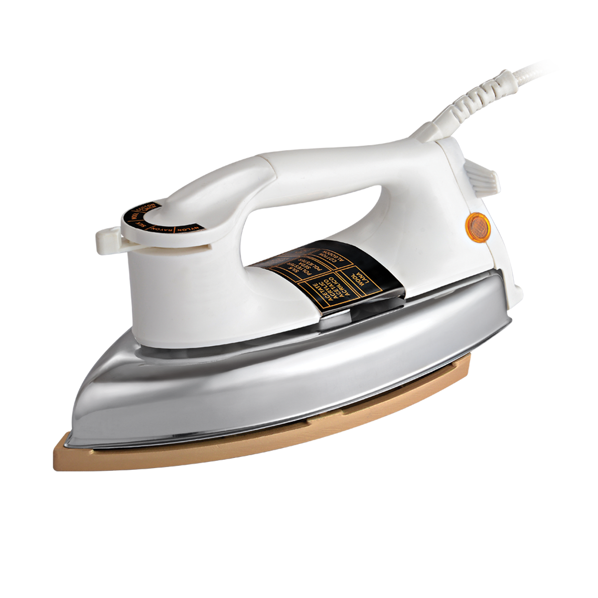 Vintage White Clothes Iron With Wooden Handle PNG Clip Art With Clear Background