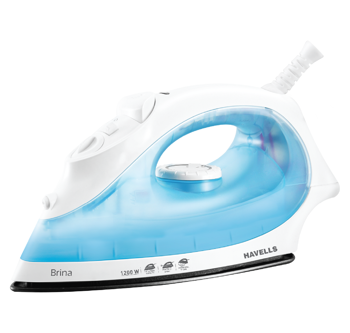 White And Aqua Steam Iron With Transparent Reservoir Isolated Transparent PNG Artwork