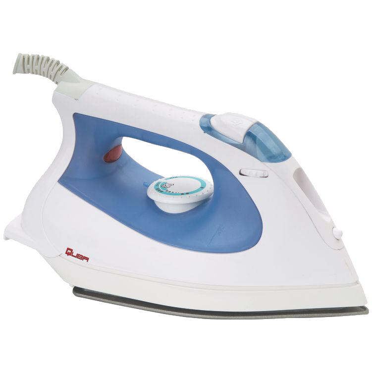 White And Blue Steam Iron With Fabric Settings Dial PNG Clip Art With Clear Background