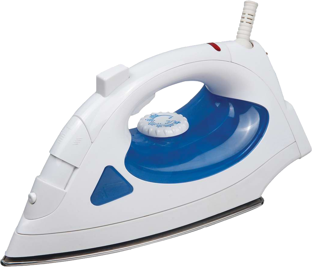 White And Navy Blue Household Steam Iron Printable PNG Image With Transparent Background