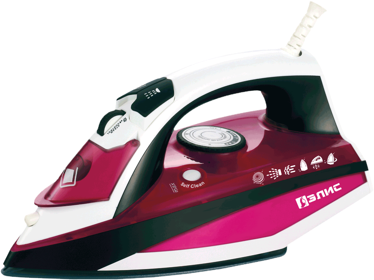Burgundy And Forest Green Steam Iron With Gold Trim Transparent Background PNG Image