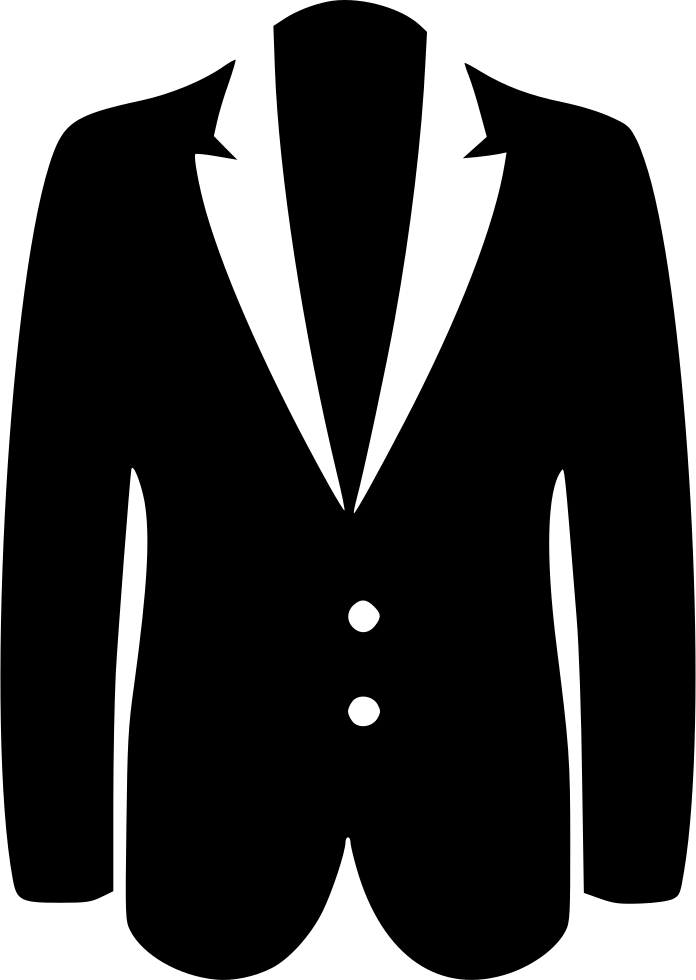Black Tuxedo Jacket Formal Suit Silhouette Isolated On Transparent Background
