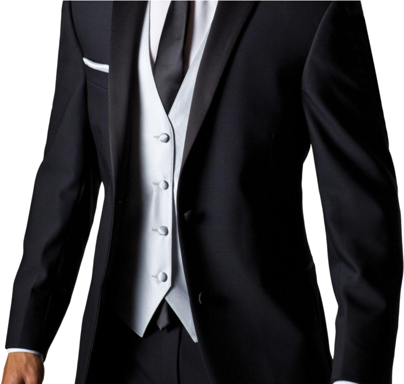 Black Tuxedo Waistcoat And Suit Jacket Formalwear PNG Fashion Image For Design