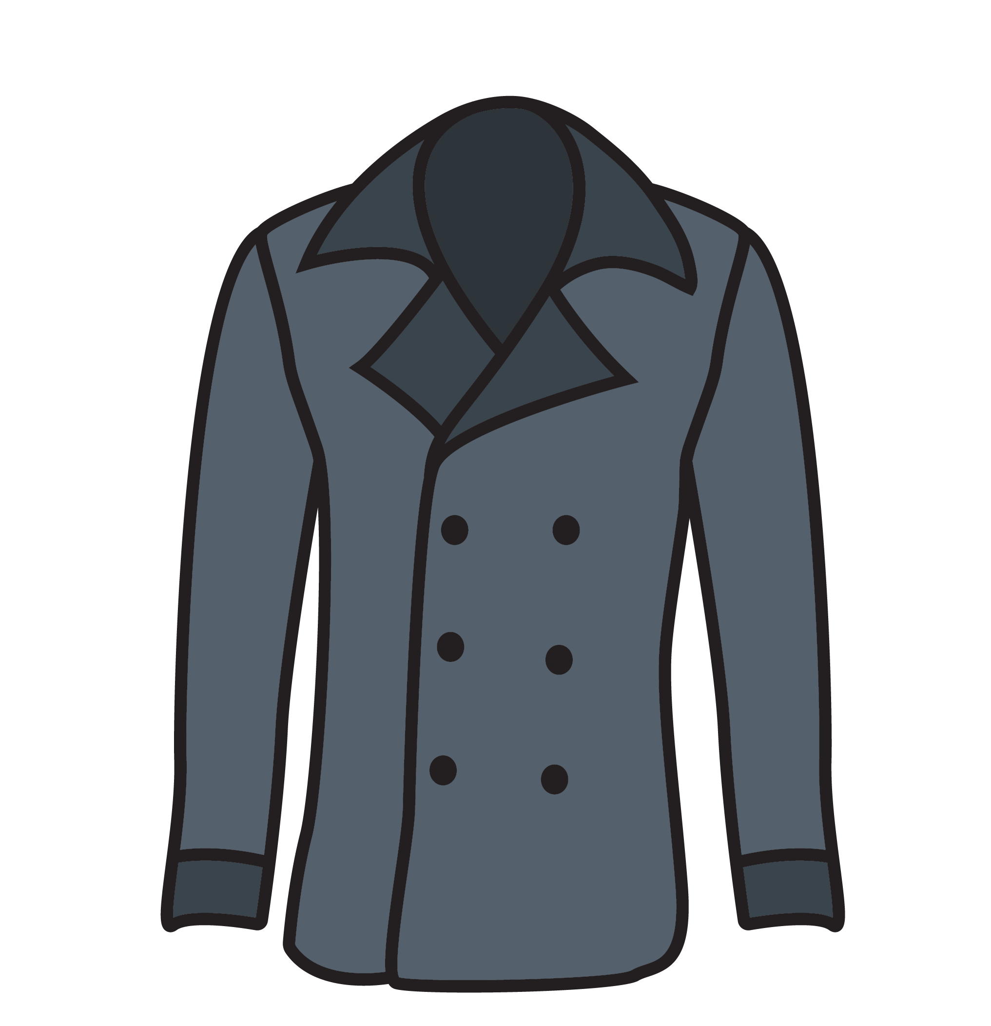 Blue Double Breasted Peacoat Fashion Illustration Fashion Design PNG With Clear Background