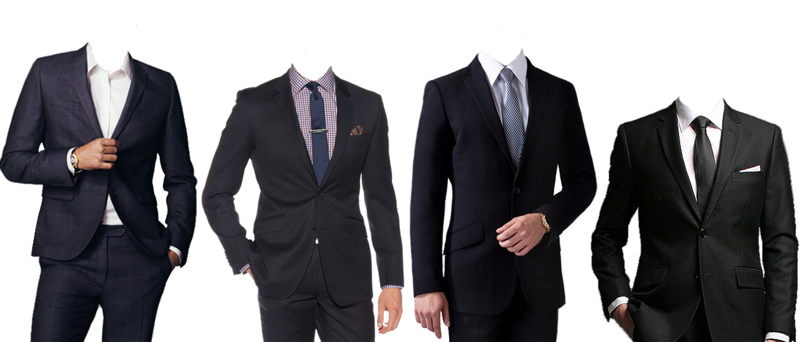 Collection Of Men Wearing Classic Black Formal Suits Clear Background Suit PNG Illustration
