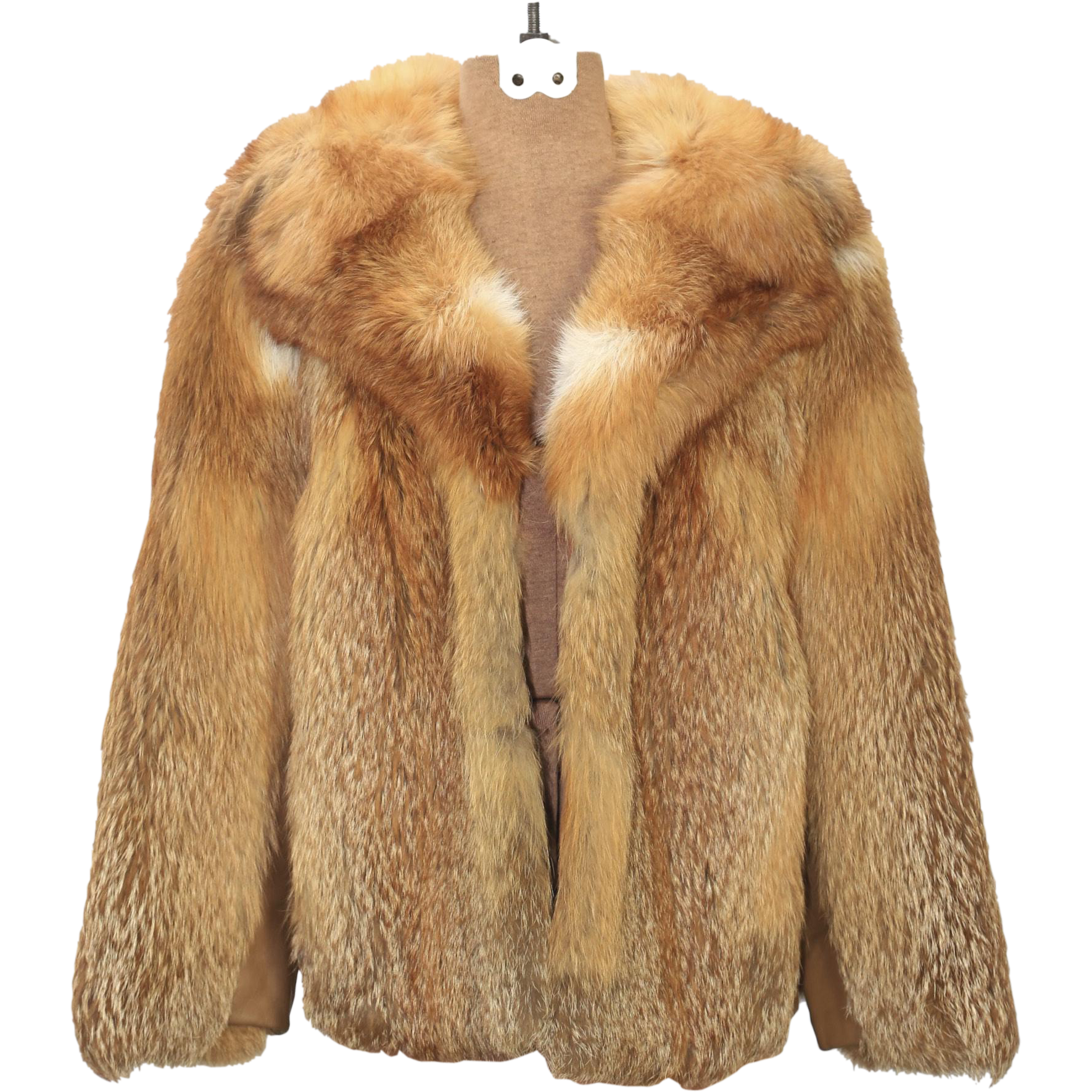 Golden Brown Womens Fur Coat With Wide Lapels Printable PNG Graphic With Transparent Background