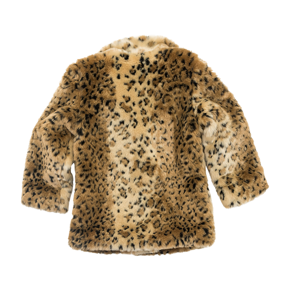 Leopard Print Faux Fur Womens Winter Jacket PNG Clip Art On Clear Background