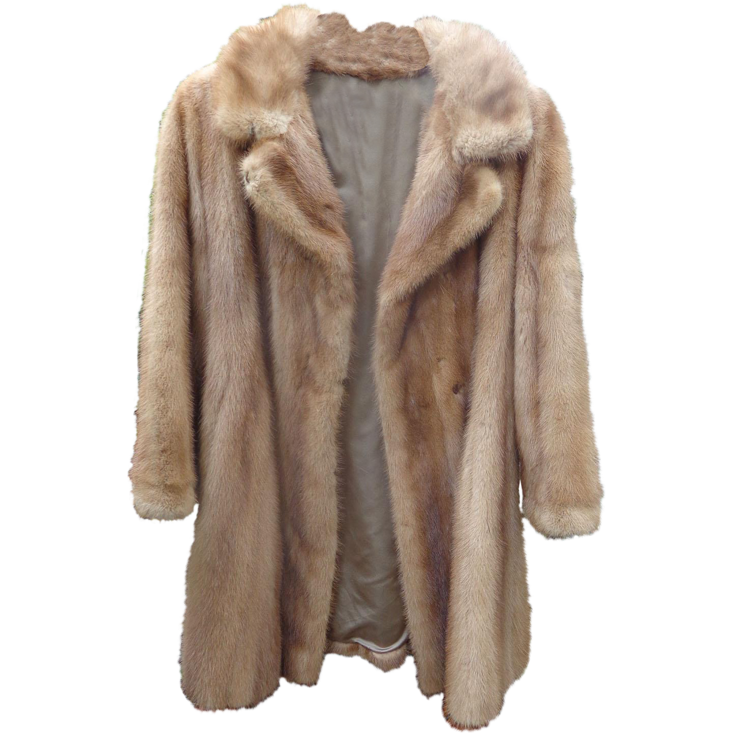 Long Taupe Brown Fur Coat With Shawl Collar Clean Cutout Transparent PNG Image