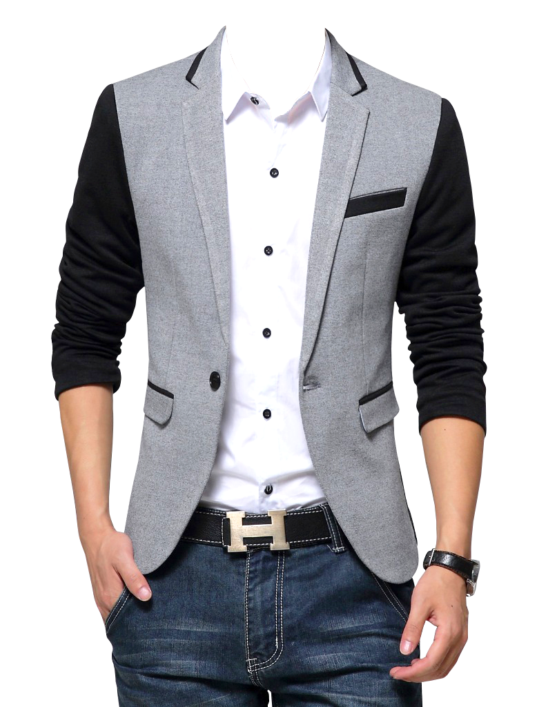 Man Wearing Light Gray Blazer And Casual Shirt PNG Image With Transparent Background