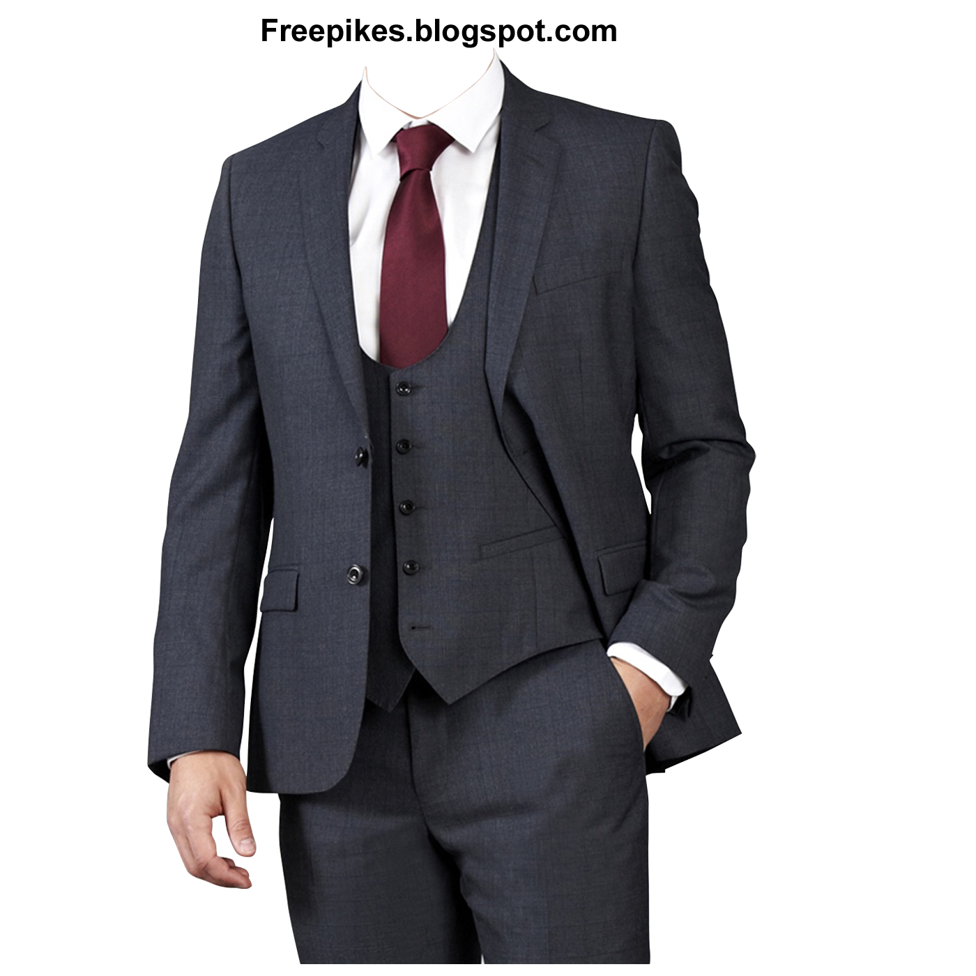 Man Wearing Navy Business Suit With Burgundy Tie Transparent Background Fashion PNG