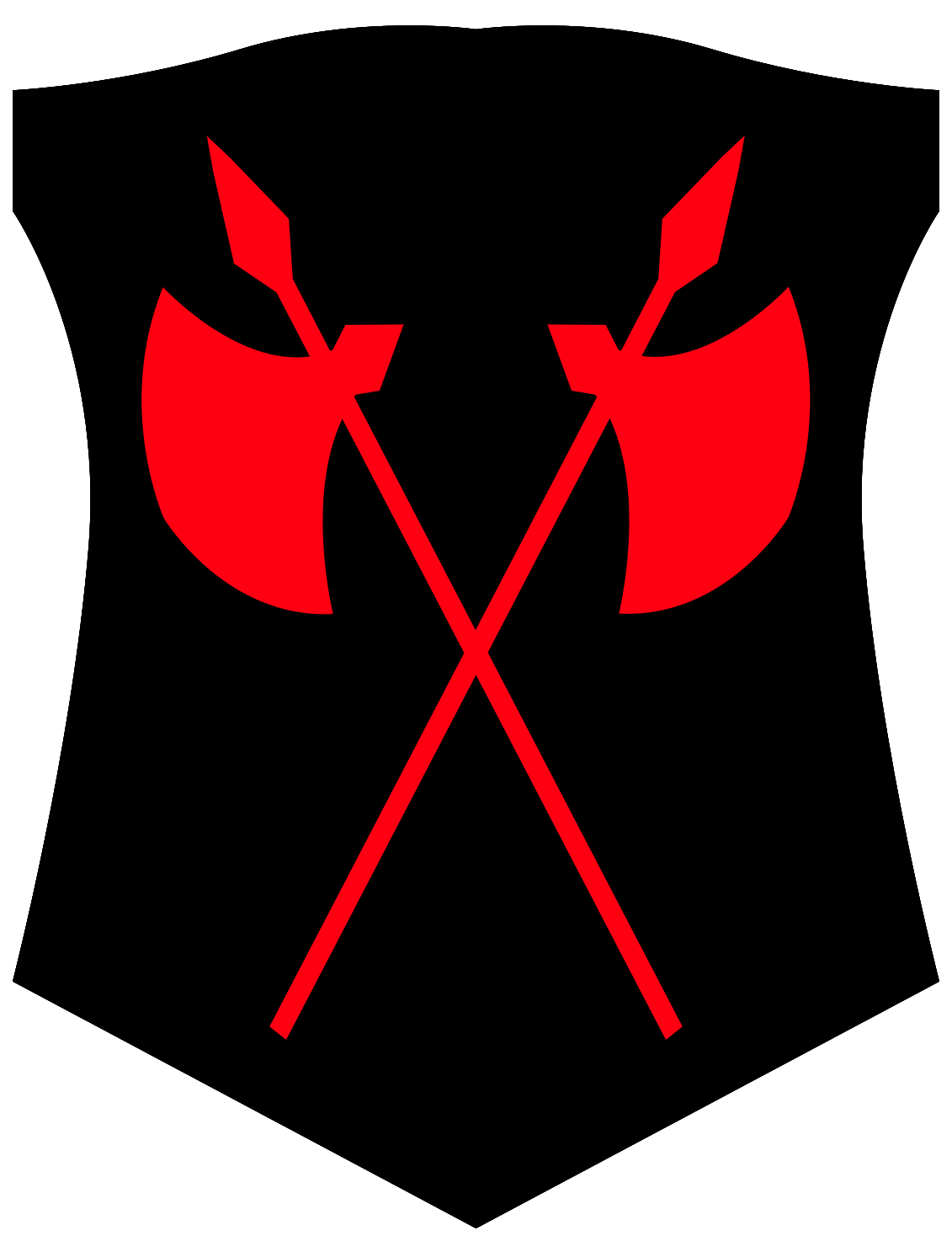 Red Crossed Swords Black Shield Heraldic Emblem Transparent Background Clothing PNG