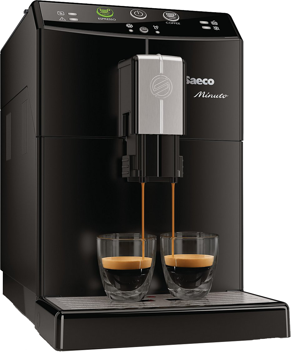 Automatic Black Espresso Machine With Digital Menu Screen Isolated Coffee Machine PNG Artwork