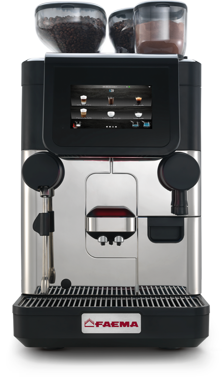 Black And Silver Bean To Cup Espresso Machine With Two Cups PNG Clip Art On Clear Background