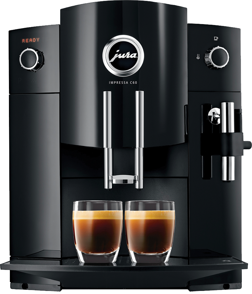 Black Automatic Espresso Maker Brewing Coffee Into A Glass Clean Cutout Transparent PNG Image