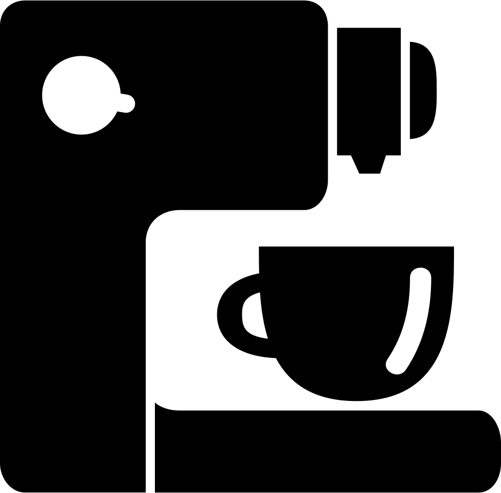 Black Coffee Machine And Cup Silhouette Brewing Icon Clean Cutout Transparent PNG Image