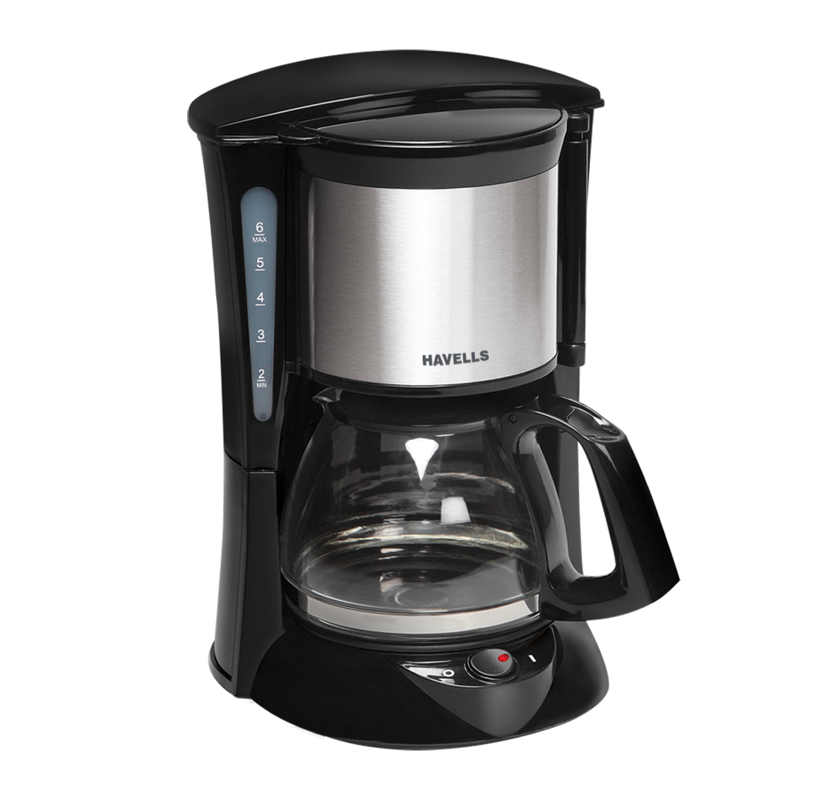 Black Drip Coffee Brewer With Clear Glass Carafe Transparent Background PNG Image