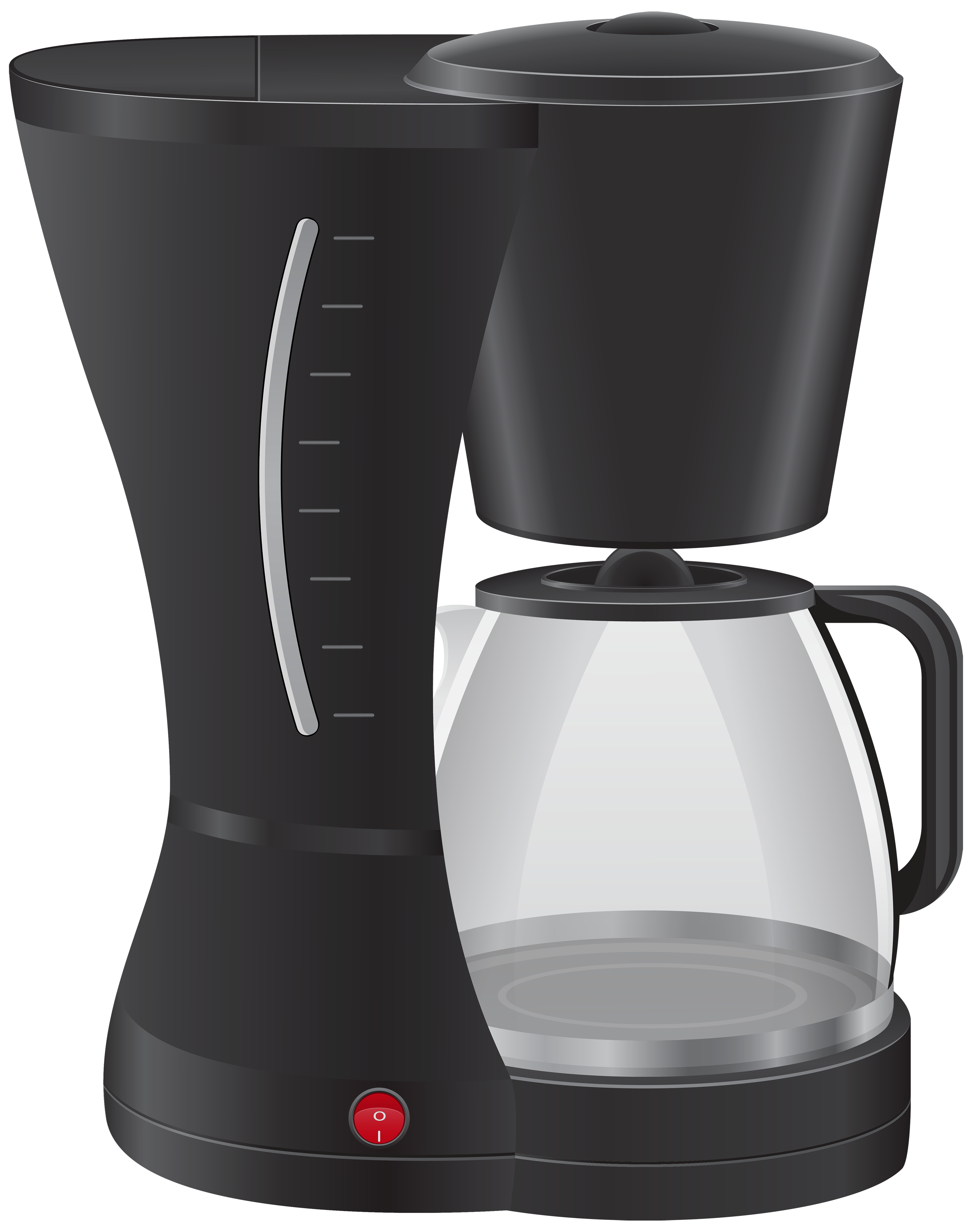 Black Filter Coffee Machine With Glass Carafe And Water Gauge Kitchen Appliance PNG With Clear Background