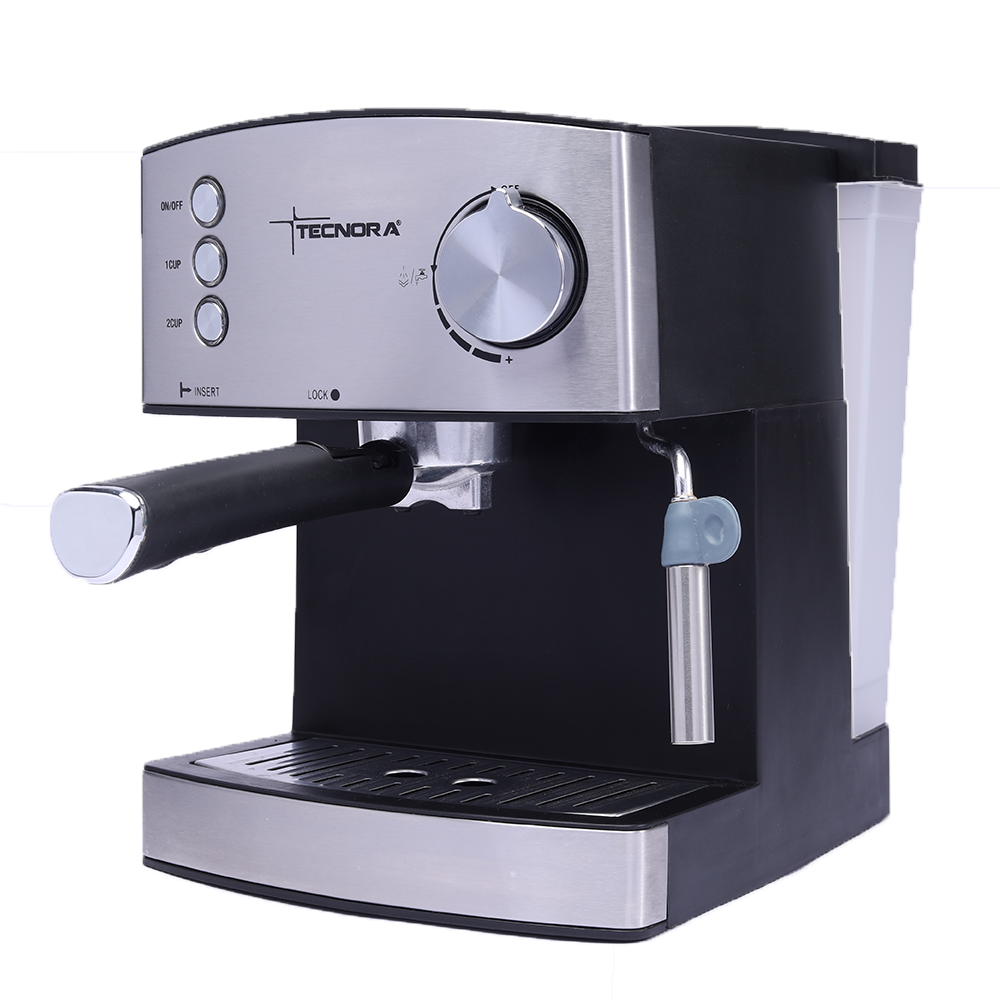 Black Home Espresso Coffee Maker With Drip Tray Isolated Coffee Machine PNG Artwork