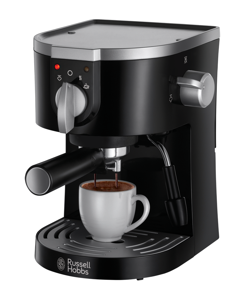 Black Home Espresso Machine With Cup And Steam Wand PNG Product Image For Design