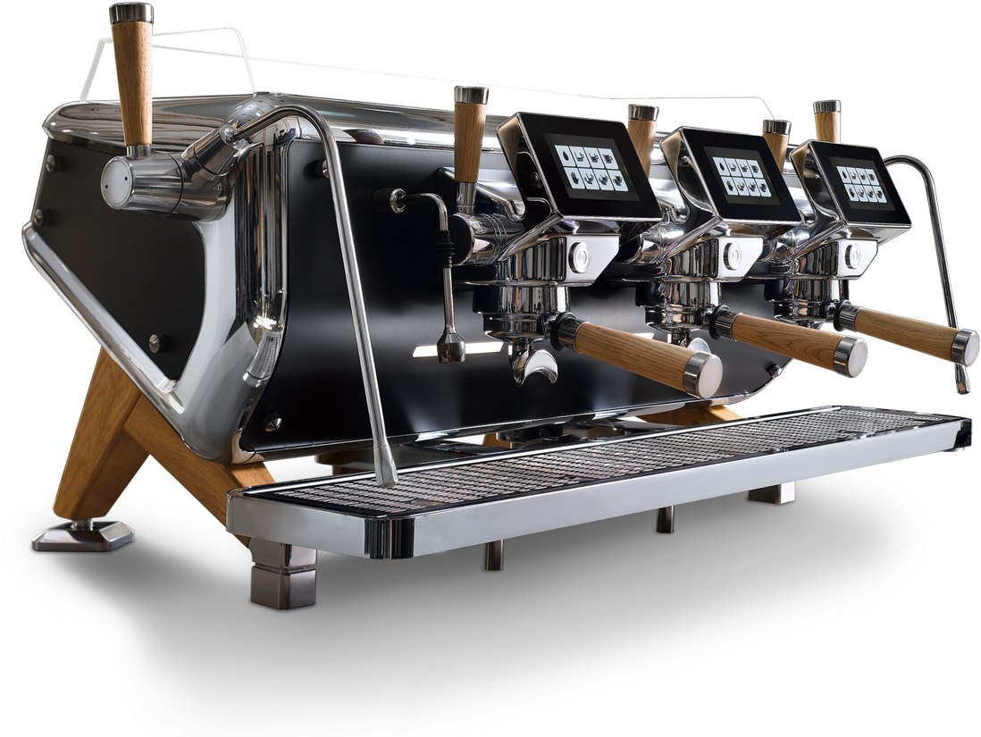 Brass And Chrome Multi Group Cafe Espresso Coffee Machine High Resolution PNG Illustration