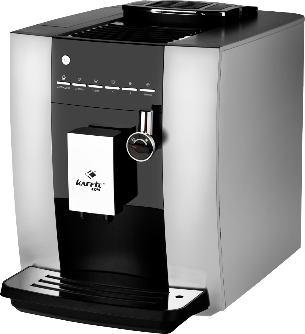 Compact Silver And Black Automatic Bean To Cup Coffee Maker Clear Background Coffee Maker Illustration