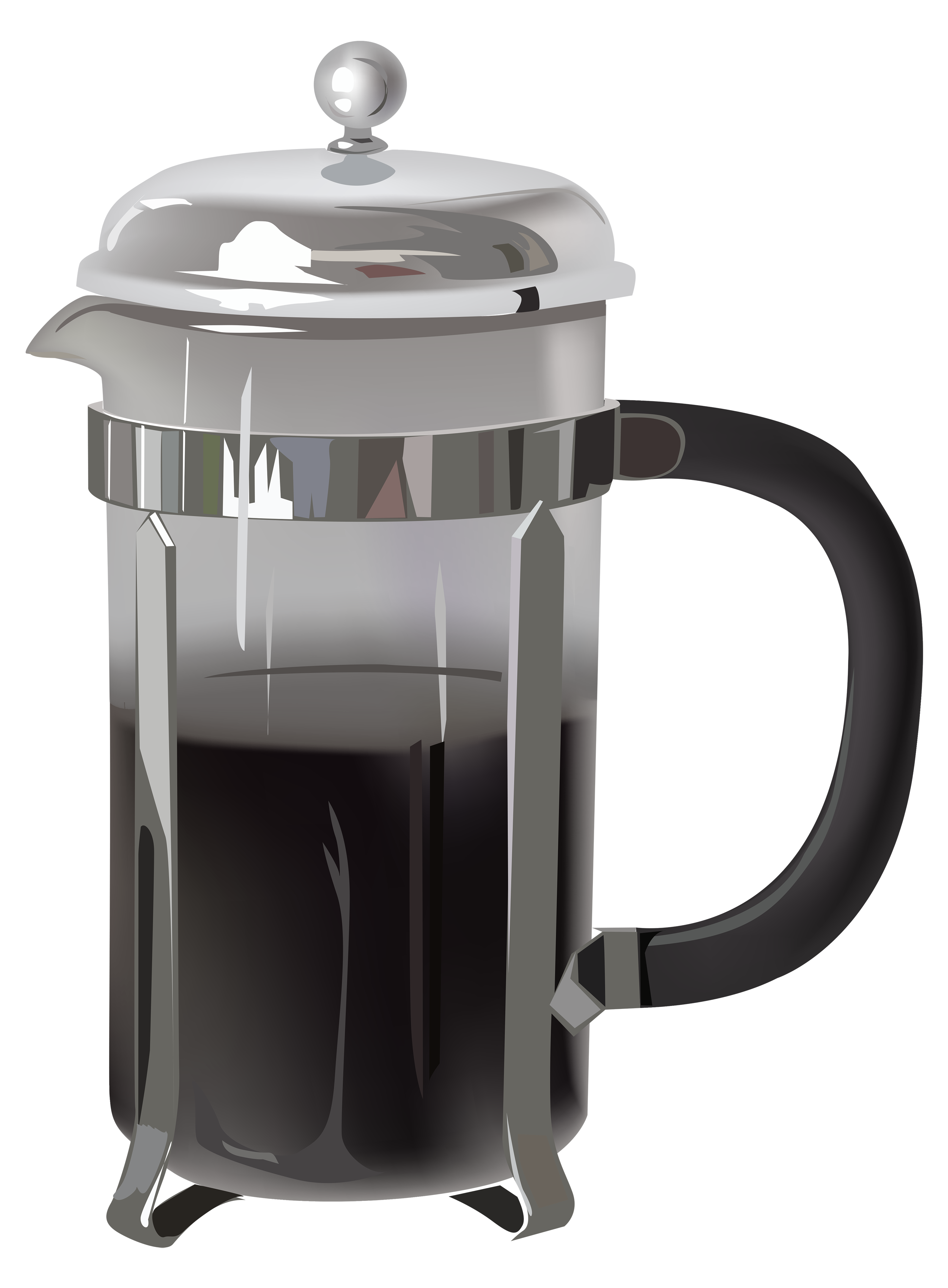 Glass French Press Coffee Plunger With Stainless Steel Frame Transparent Background Coffee PNG