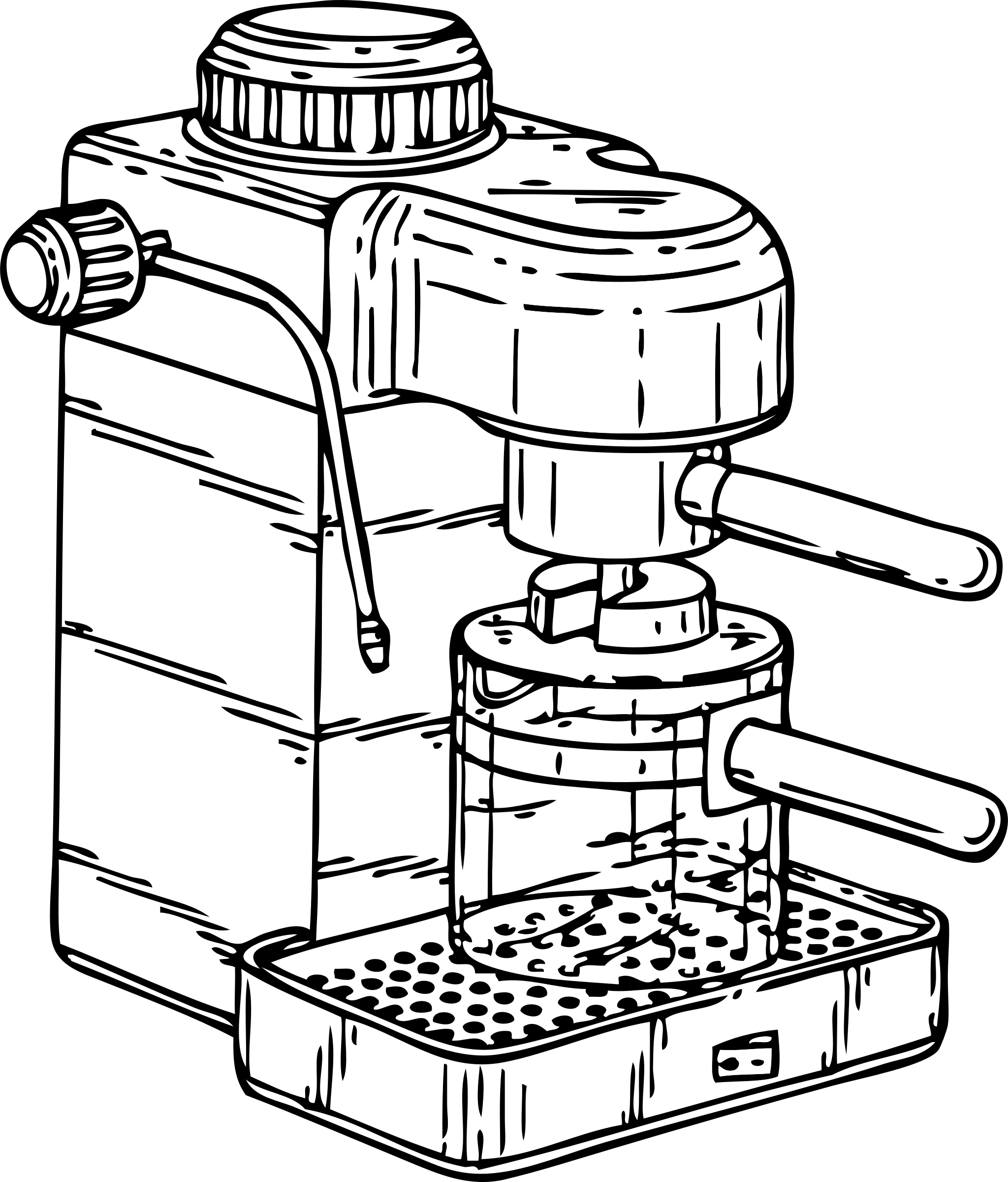 Hand Drawn Home Espresso Machine With Portafilter Illustration Transparent Background PNG Image