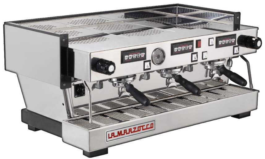 Polished Steel Two Group Commercial Barista Espresso Machine Printable PNG Graphic With Transparent Background